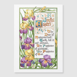 Vintage Decorative Easter Hymn Text with Irises
