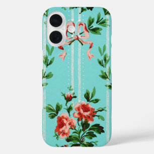 Vintage Decorative Flowers, Retro Floral Pattern iPhone 16 Case