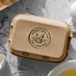 Vintage Decorative Hand-drawn Chicken Egg Carton Rubber Stamp<br><div class="desc">This wood art stamp is the perfect addition for your homestead or family farm! Featuring a rustic hand-drawn chicken with eggs and branches. You family farm name or business name and "Daily fresh eggs" appear in a vintage round typography. A distressed circular border frames all of your details giving it...</div>