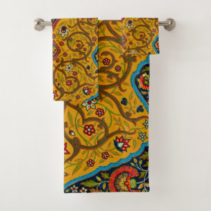 Vintage Decorative Persian Floral Art Bath Towel Set