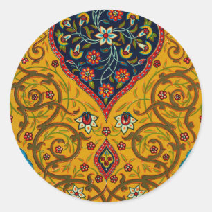 Vintage Decorative Persian Floral Art Classic Round Sticker