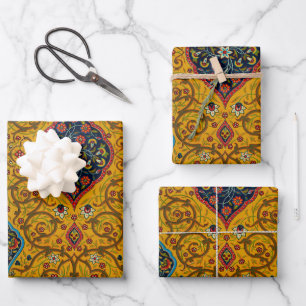 Vintage Decorative Persian Floral Art Wrapping Paper Sheet
