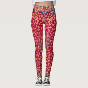 Vintage Decorative Persian Floral Carpet Leggings