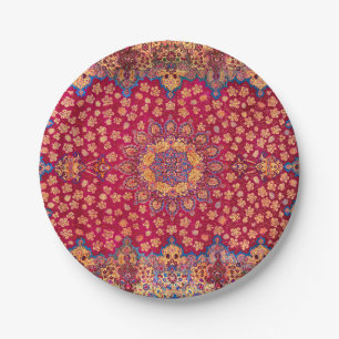 Vintage Decorative Persian Floral Carpet Paper Plate