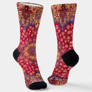 Vintage Decorative Persian Floral Carpet Socks