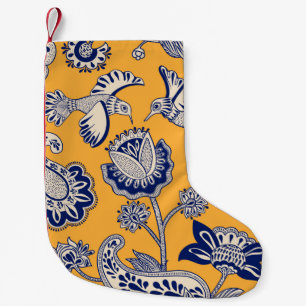 Vintage decorative seamless pattern with birds, pa small christmas stocking