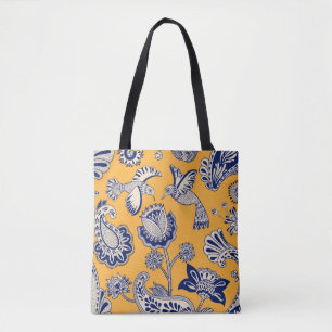 Vintage decorative seamless pattern with birds, pa tote bag