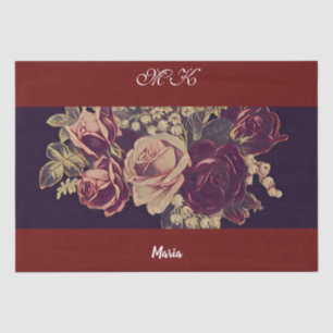 Vintage Decoupage Burgundy Roses Custom Artwork Tissue Paper