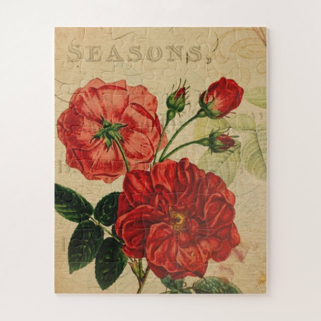 Vintage Decoupage Ephemera Roses  Jigsaw Puzzle (Vertical)