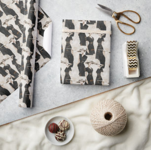 Vintage Découpage Fashion Ladies in Black Dresses Wrapping Paper