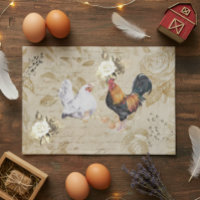Vintage Decoupage Rooster Chicken Hen Floral