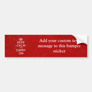 Vintage Deep Red Distressed Keep Calm and Carry On Bumper Sticker