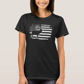Vintage Deer American Flag Farm Animal Patriotic F T-Shirt