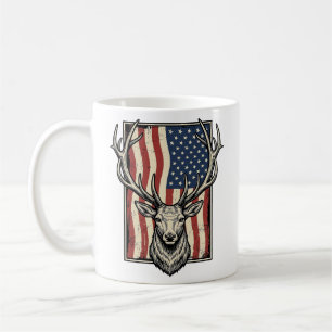 Vintage Deer American Flag Hunting Shirt Design_1 Coffee Mug
