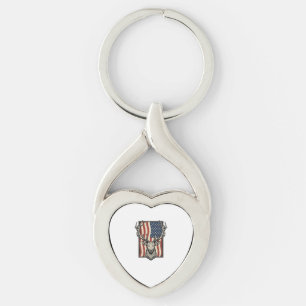 Vintage Deer American Flag Hunting Shirt Design_1 Key Ring