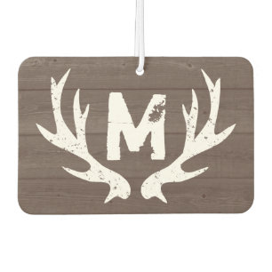 Vintage deer antlers monogram car air freshener