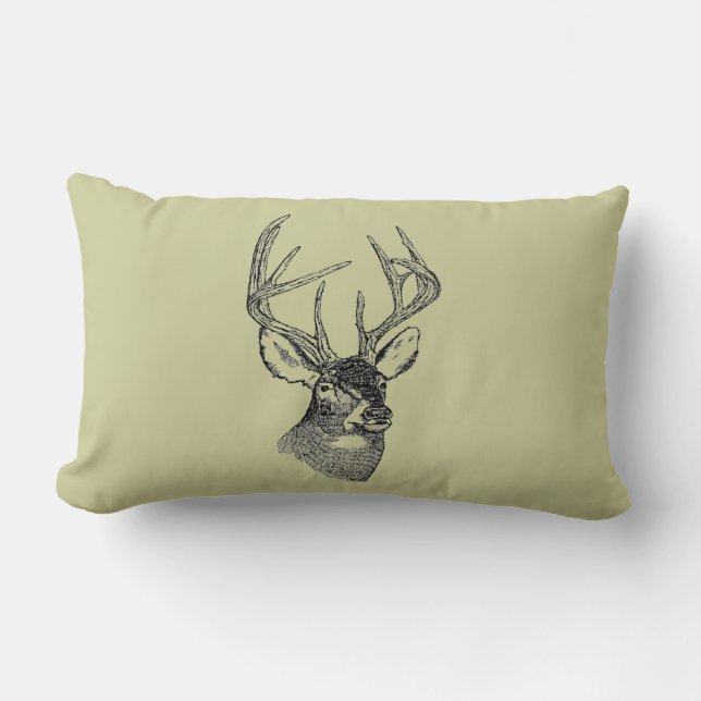 Vintage deer art graphic lumbar cushion (Front)