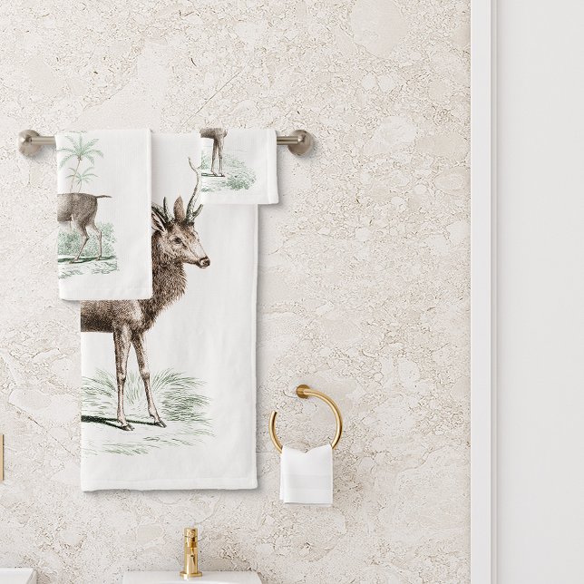 Vintage Deer Bath Towel Set (Creator Uploaded)