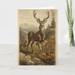 Vintage Deer Birthday Greeting Card