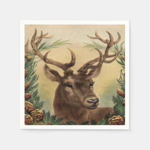 Vintage Deer Buck Stag Nature Rustic Christmas Napkin