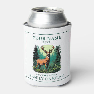 Vintage Deer Forest Family Camping Can Cooler