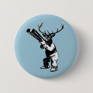 vintage deer hunting 6 cm round badge