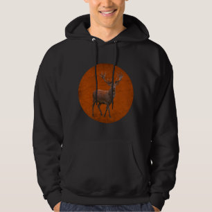 vintage deer in orange nature hoodie