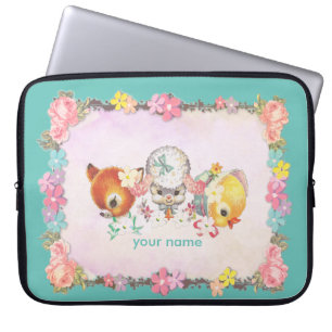vintage deer lamb Neoprene Laptop Sleeve 15 inch