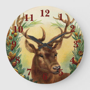 Vintage Deer Large Clock
