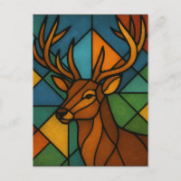 Vintage Deer Tiffany Style Stained Glass Art