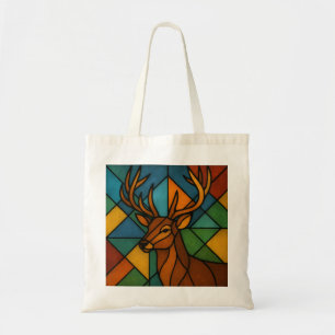 Vintage Deer Tiffany Style Stained Glass Art Tote Bag