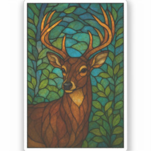 Vintage Deer Tiffany Style Stained Glass Design
