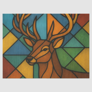 Vintage Deer Tiffany Style Stained Glass Design Tissue Paper