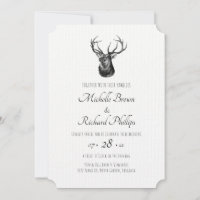 Vintage Deer Wedding Invitation