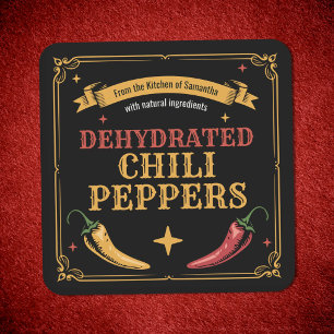 Vintage Dehydrated Chilli Peppers Label Sticker