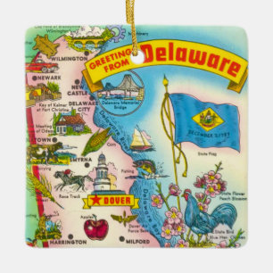 Vintage Delaware Map  Ceramic Ornament