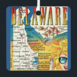 Vintage Delaware Map Metal Tree Decoration<br><div class="desc">Colourful, vintage map postcard of the State of Delaware repurposed on an ornament!</div>
