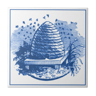 Vintage Delft Blue Art Nouveau Honeybee Hive Ceramic Tile