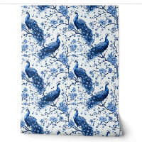 Vintage Delft Blue Dutch Floral Elegant Peacock