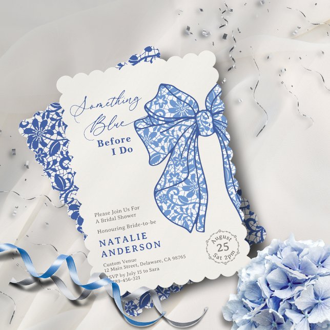Vintage Delft Bow Something Blue Bridal Shower Invitation (Vintage Delft Bow Something Blue Bridal Shower Invitation )