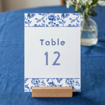 Vintage delftware floral table seating chart