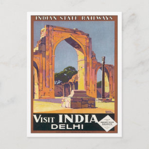 Vintage Delhi India Railways Postcard