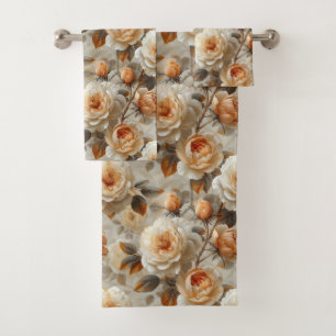 Vintage delicate floral pattern. bath towel set