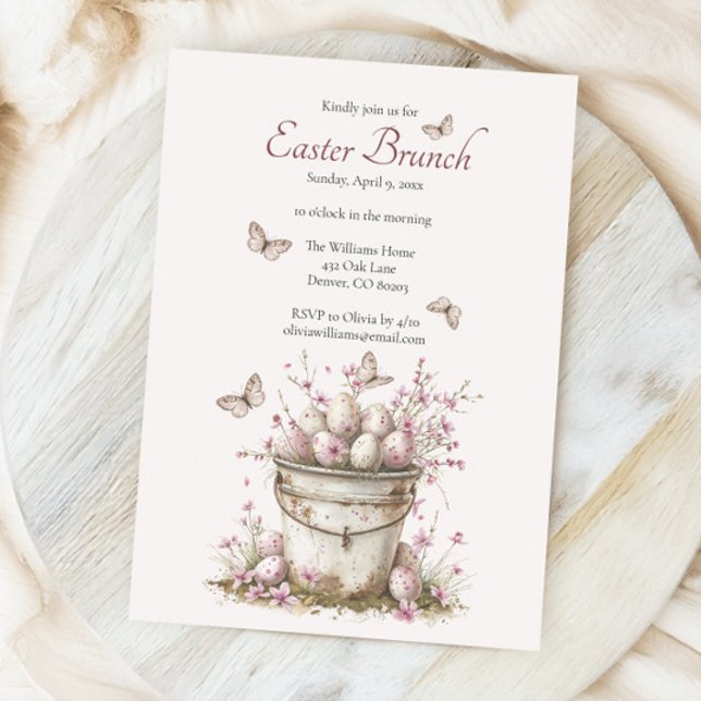 Vintage Delicate Springtime Pastel Easter Brunch Invitation (Creator Uploaded)