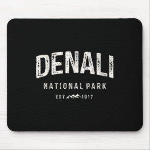 Vintage Denali National Park Mountains Nature Retr Mouse Pad