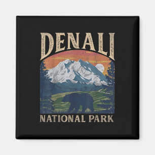 Vintage Denali National Park Retro Mount For Men W Magnet