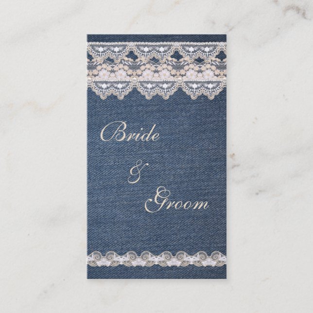 Vintage Denim and Lace Bridal Registry Card (Front)