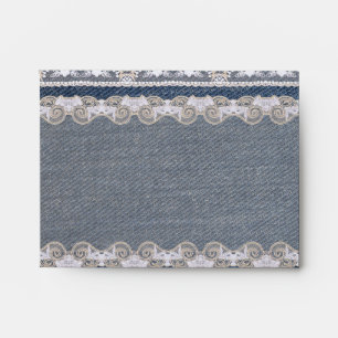Vintage Denim and Lace Note Envelope