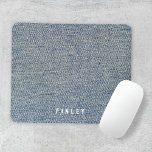 Vintage Denim Blue Jeans Look Mouse Pad<br><div class="desc">A simple stylish custom design with a modern minimalist block typography monogram name in white on faux denim printed background. The monogram name can easily be personalised to make a design as unique as you are! The perfectly personal gift or accessory for any occasion!</div>