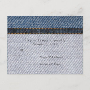 Vintage Denim Jeans Wedding RSVP Card